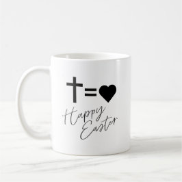Minimalist Kreuz- und Herzdesign Ostern Kaffeetasse