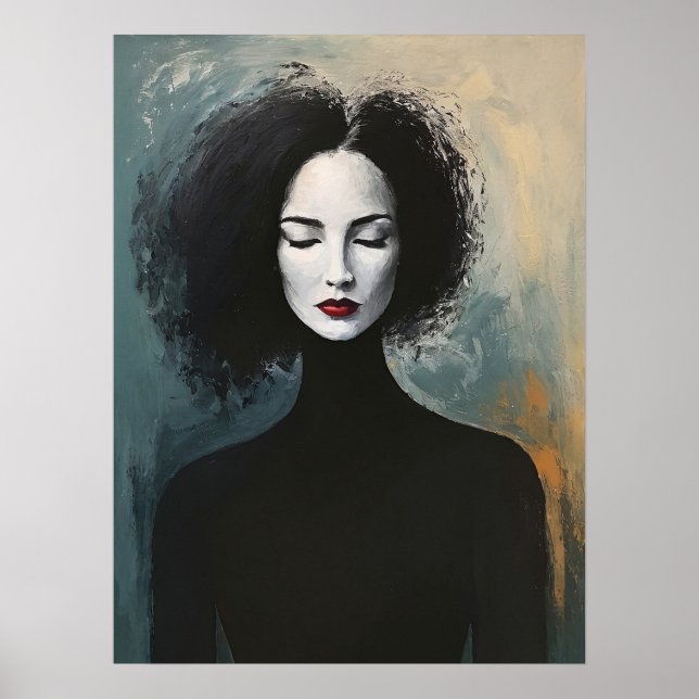 Minimalist Lady Portrait Canvas Art Poster (Vorne)