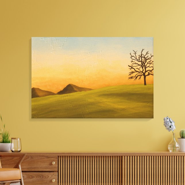 Minimalist Landscape with Bare Tree Leinwanddruck (Insitu (Wohnzimmer))