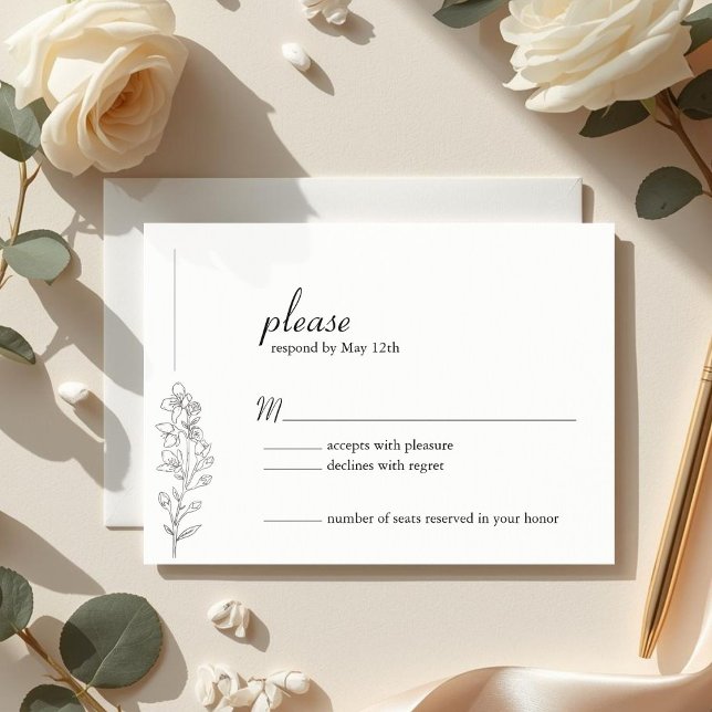 Minimalist Larkspur Wedding RSVP Card (Von Creator hochgeladen)