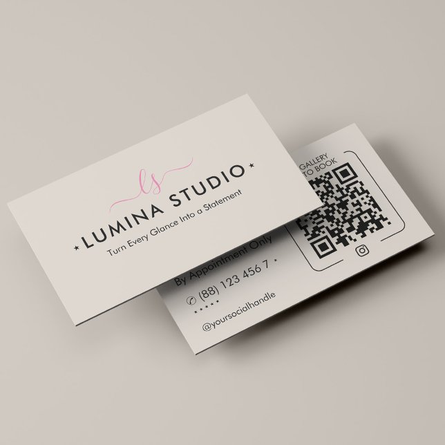 Minimalist Lash Brows Makeup Artist Ivory Monogram Visitenkarte (Minimalist Lash Brows Makeup Artist Ivory Monogram Business Card
)
