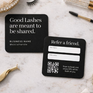 Minimalist Lash Salon Empfehle-einen-Freund QR-Cod Quadratische Visitenkarte