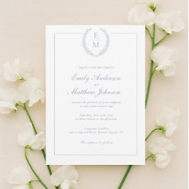 Minimalist Laurel Monogram Wedding Invitation Einladung