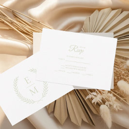 Minimalist Laurel Monogram Wedding RSVP Cards