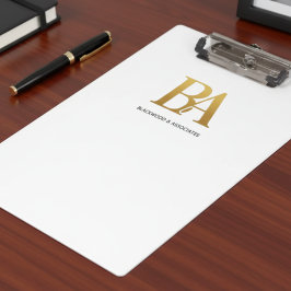 Minimalist Law Firm Monogram Clipboard Klemmbrett