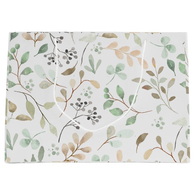 Minimalist Leaves Pattern Gift Bag Große Geschenktüte (Vorderseite)