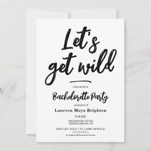 Minimalist Let's get wild Junggesellinnen-Abschied Einladung