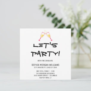 Minimalist Let's Party mit dem Absolventen Einladung
