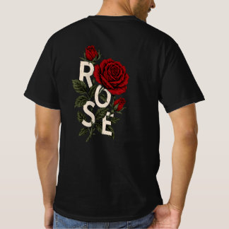 Minimalist-Liebe-Vorderseite-Rote-Rose-Rückseite-D T-Shirt