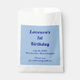 Minimalist Light Blue Kids Birthday Favor Bags Geschenktütchen