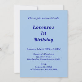 Minimalist Light Blue Kids Birthday Invitation Einladung