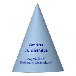 Minimalist Light Blue Kids Birthday Party Hats Partyhütchen