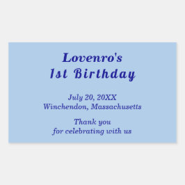 Minimalist Light Blue Kids Birthday Stickers