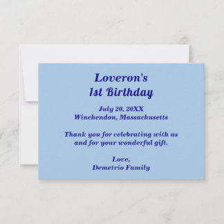 Minimalist Light Blue Kids Birthday Thank You Card Dankeskarte