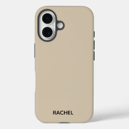 Minimalist Light Brown Personalized Name iPhone 16 Hülle