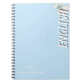 Minimalist Lilac Vertical Text School Subject Notizblock