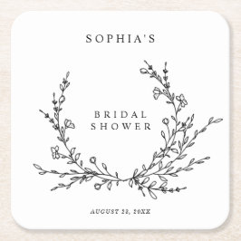 Minimalist Line Art Bridal Shower Square Rechteckiger Pappuntersetzer