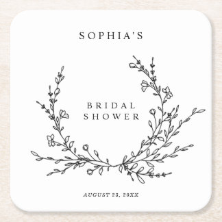 Minimalist Line Art Bridal Shower Square Rechteckiger Pappuntersetzer