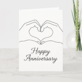 Minimalist Line Art Hands Heart Happy Anniversary  Karte