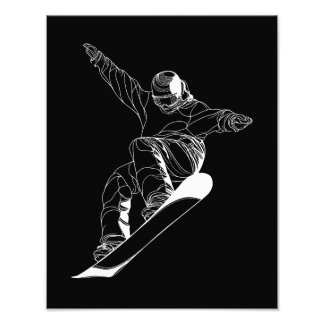 Minimalist line art illustration of a snowboarder fotodruck