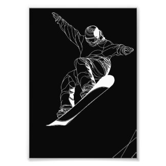 Minimalist line art illustration of a snowboarder fotodruck