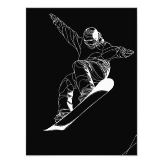 Minimalist line art illustration of a snowboarder fotodruck