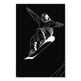 Minimalist line art illustration of a snowboarder fotodruck