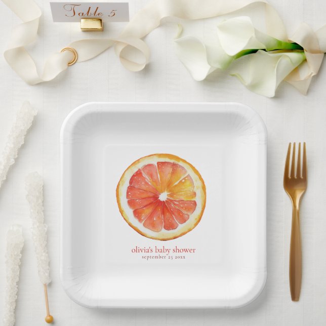 Minimalist Little Cutie Orange Slice Baby Shower  Pappteller (Hochzeit)