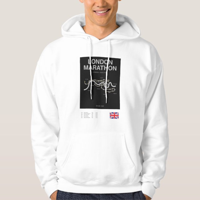 Minimalist London Marathon Line Print Hoodie (Vorderseite)