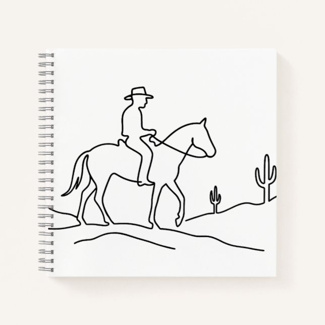 Minimalist Lone Rider Continuous Line Art Design Notizbuch (Vorderseite)