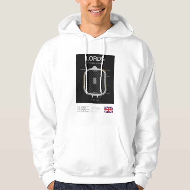 Minimalist Lords Cricket Ground Line Print Hoodie (Vorderseite)
