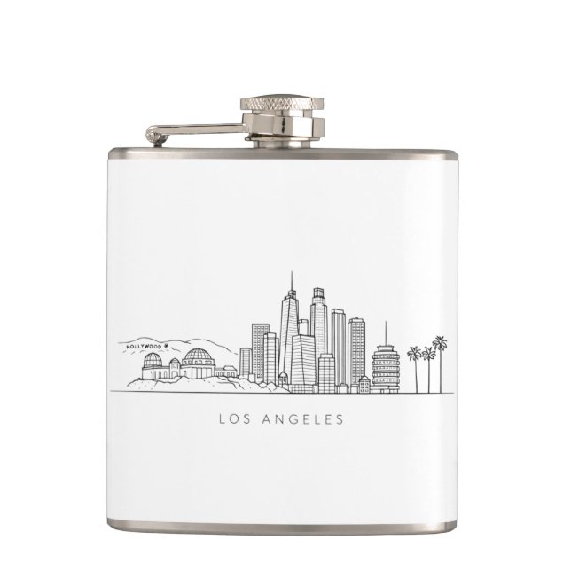Minimalist Los Angeles Skyline Illustration Flachmann (Vorderseite)