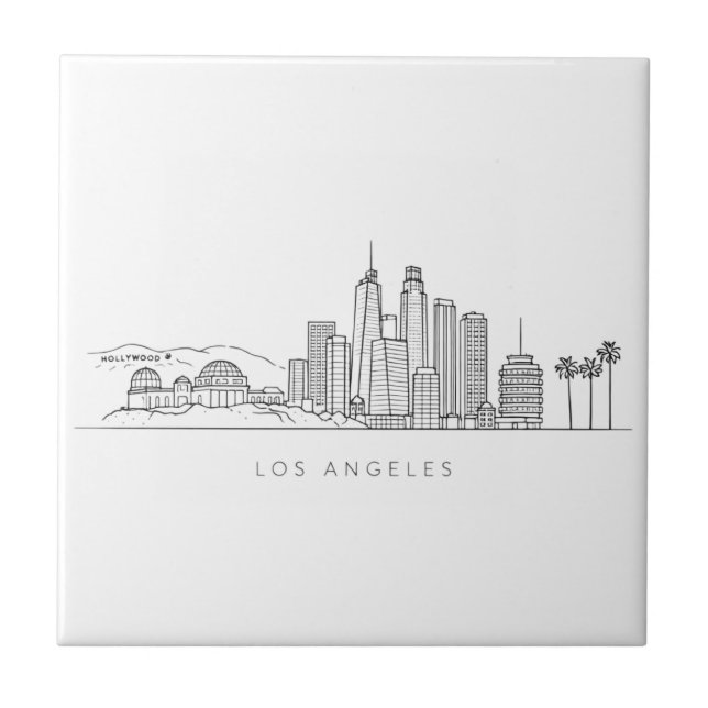 Minimalist Los Angeles Skyline Illustration Fliese (Vorderseite)