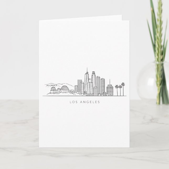 Minimalist Los Angeles Skyline Illustration Karte (Vorderseite)