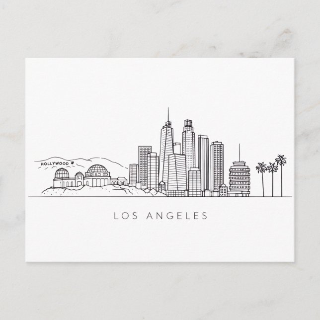 Minimalist Los Angeles Skyline Illustration Postkarte (Vorderseite)