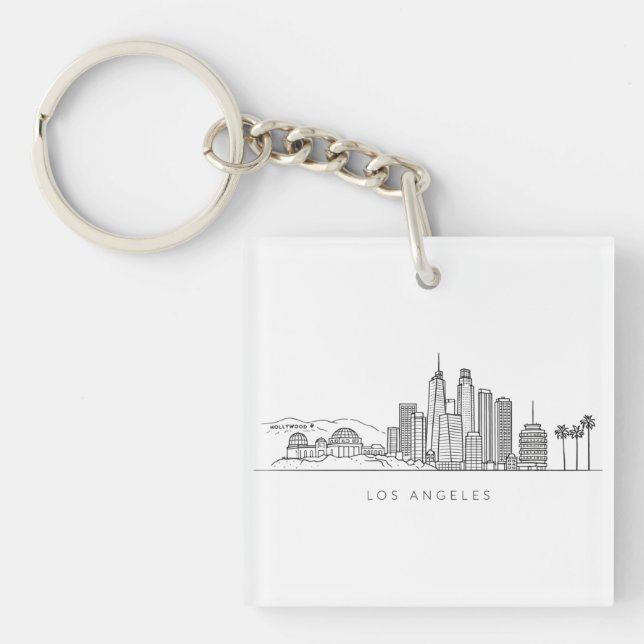 Minimalist Los Angeles Skyline Illustration Schlüsselanhänger (Vorderseite)