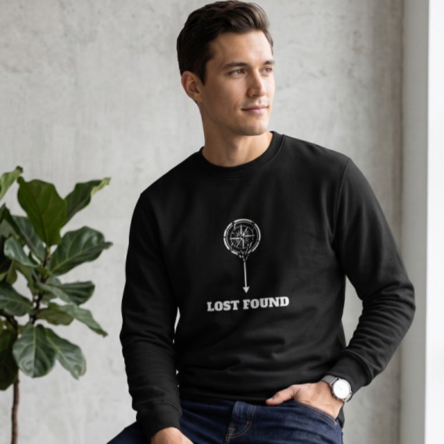 Minimalist Lost Found Schwarzer Crewneck-Pullover Sweatshirt (Von Creator hochgeladen)