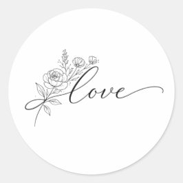 Minimalist Love Floral Line Art Runder Aufkleber