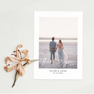 Minimalist Love Heart Schriftzug Hochzeits-Dankesc Postkarte