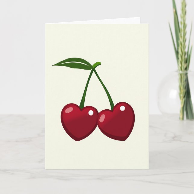 Minimalist Love Kirschen Karte (Vorderseite)