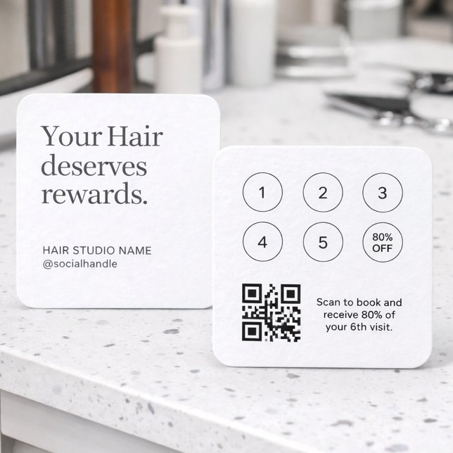 Minimalist Loyalty Program Business Card QR Code Quadratische Visitenkarte (Von Creator hochgeladen)