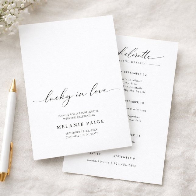 Minimalist Lucky In Love Bachelorette Weekend Einladung (Von Creator hochgeladen)