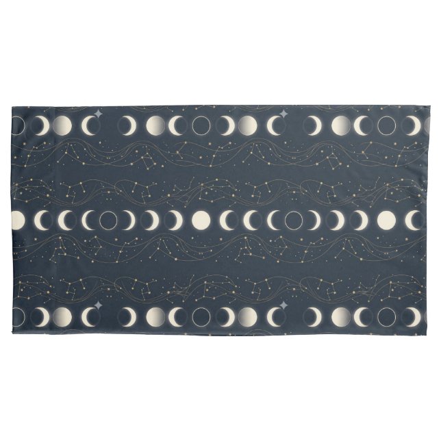 Minimalist Lunar Phases Pattern with Stars and Nig Kissenbezug (Vorderseite)