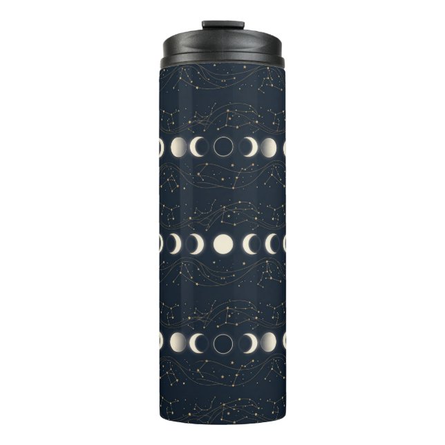 Minimalist Lunar Phases Pattern with Stars and Nig Thermosbecher (Vorderseite)