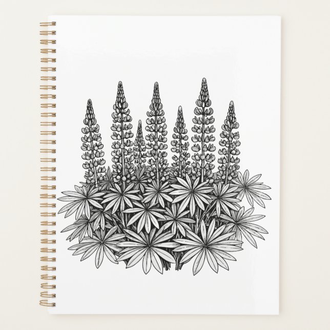 Minimalist Lupine Botanical Planner Planer (Vorderseite)