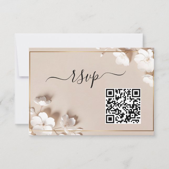 Minimalist Magnolia White Floral Wedding RSVP Karte (Vorderseite)