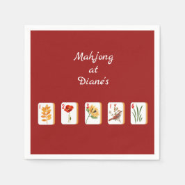 Minimalist Mahjong Flower Tiles Paper Napkin Serviette