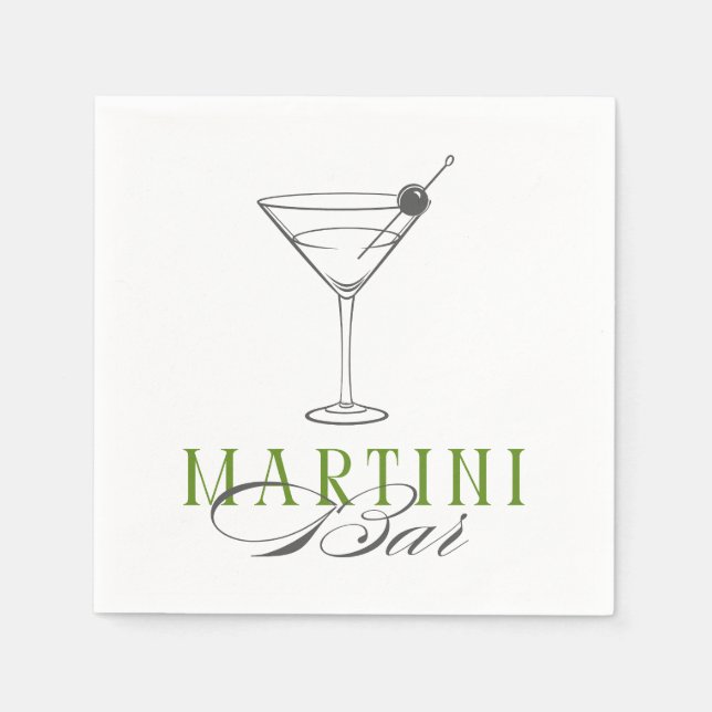Minimalist Martini Bar Cocktail Napkin Serviette (Vorderseite)
