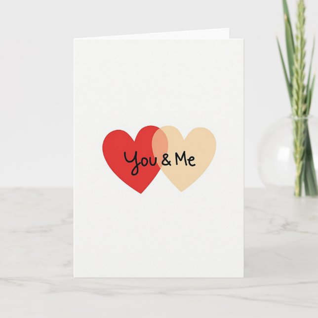 Minimalist Matte You And Me Hearts Card Karte (Vorderseite)