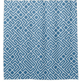 Minimalist Maze Fill Blue Pattern Duschvorhang